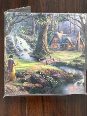 Disney Thomas Kinkade Snow White Cottage Art Canvas